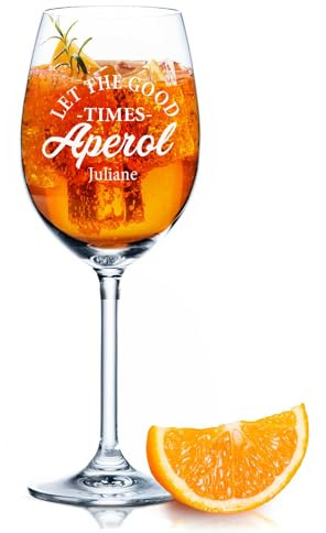 GRAVURZEILE Leonardo Aperol Glas mit Gravur - Let the good times Aperol - Personalisiert mit Namen - Geschenkidee für Aperol & Cocktail Liebhaber - Weinglas für Sangria & Lillet - Farbe: Daily