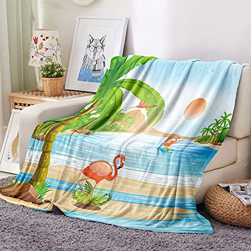 EHOMERY Manta De Franela Gruesa Cobijas De Verano Cama Manta Ligera Cobija De Algodon Flamenco Dibujos Animados Manta De Acogida Mantas Decorativas Suaves Y Cómodas Azul 150x100cm
