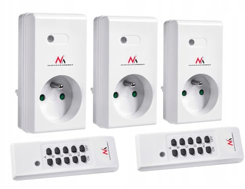 Maclean MCE153 Kit de 3 prises télécommandées + 2 télécommandes avec télécommande max. 3600 W