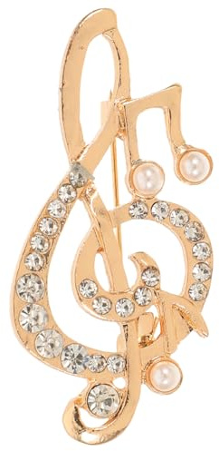 DEARMAMY Broche En Métal Doré Avec Note De Musique: Broches En Strass Bijoux Vintage Pour Femmes Et Hommes Accessoires De Revers De Robe