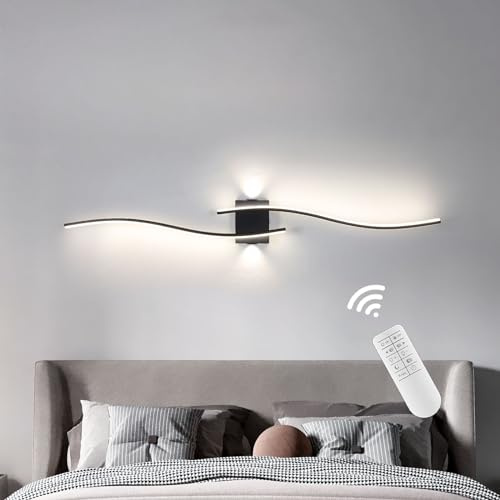 minifair Led Wandleuchte Innen,100Cm Schwarz Bettlampe Dimmbar Moderne Wandleuchte Acryl Beleuchtung Mit Hilfslichtquelle,Wandleuchten FüR Flur Treppenhaus Wohnzimmer Kommode Badezimmer 3000K-6000K