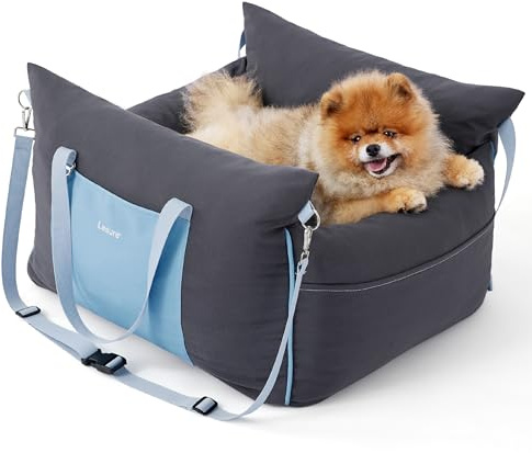 Lesure Dog Car Seat for Medium Dog - Waterproof Dog Booster Seat for Car with Storage Pockets, Clip-On Safety Leash and Memory Foam Filling, Small Pets Travel Carrier Bed, 58x56x33cm, Tornado