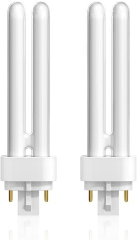 LumiGo 13W G24q-1 4000K Natural White 4pin Light Bulb, AC220-240V G24q-1 2U Double Tube Energy Saving Lamp, 13W PLC 850LM CFL Lamp, Non-Dimmable, Suitable for Corridor, Bathroom, Pack of 2