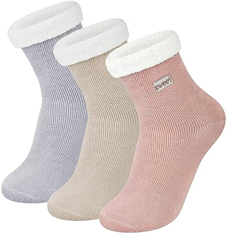 Kotashion Chaussettes Moelleuses Femmes Hiver Douces et Chaudes Corail Pilou Chaussette Thermiques Douillettes Chaude Chaussette Filles Noël Pour Dames Cadeau