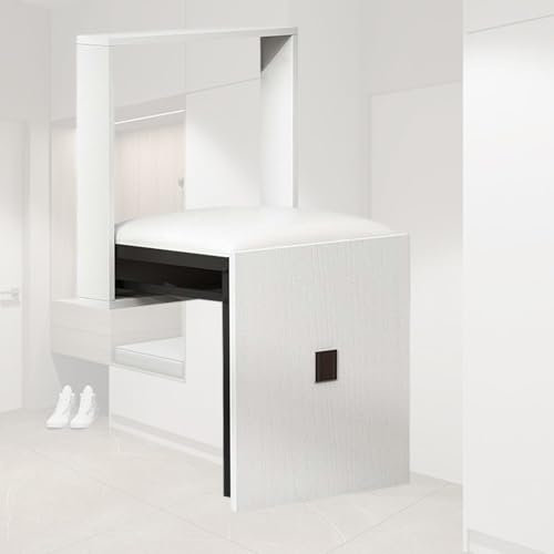 LSHFYV An der Wand montierter Klapphocker, Sitzbank für die Dusche an der Flurtür, platzsparender Klappstuhl für den Eingangsbereich, Schuhbank mit Lederkissen für Balkon/Veranda/Klappwandhocker,A