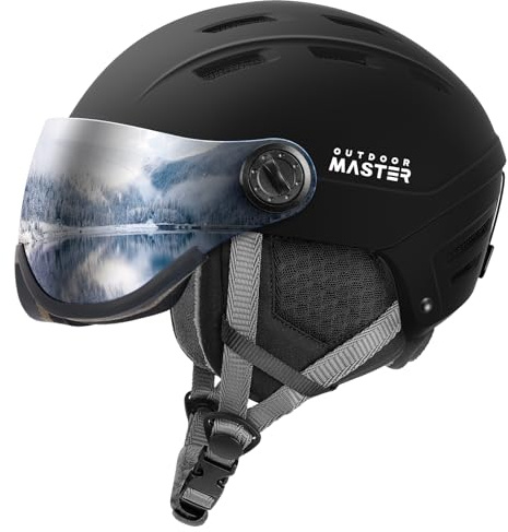 OutdoorMaster Snowboardhelm mit Skibrille, Skihelm und 2-in-1-Visier, abnehmbare Brille, schützender EPS-Schaum und 14 Kühlöffnungen, Schnee-Helme für Herren, Damen und Jugendliche