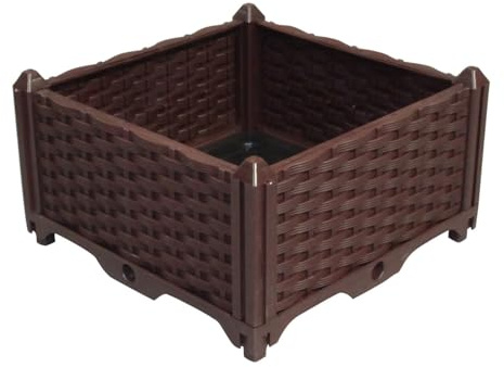 Sunicon Maceta Caja de Cultivo Cama de jardín elevada de plástico para Flores Vegetales Balcón Escuela (Single Row of One 39x39x22x15cm)