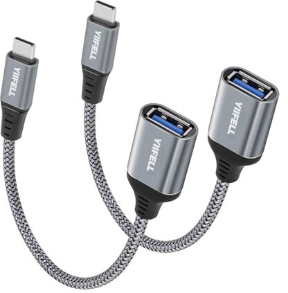 Adattatore USB C a USB 3.0 [2 Pezzi] - Cavo OTG Tipo C Maschio a Femmina Compatibile Con Galaxy S24, iPhone 16 Pro/15 Pro Max, iPad Pro, Huawei P30, Google Pixel 3XL