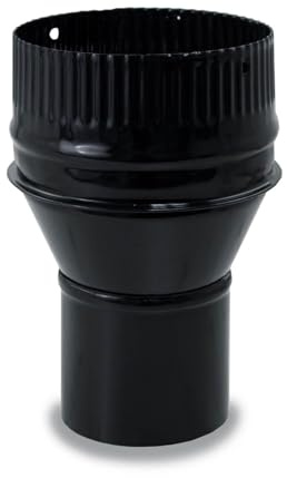 CAEXVEN Ampliación Tubo Chimenea 140 a 150mm - Adaptador Estufa Leña Vitrificado Negro - Ampliación Tubos Vitrificados - Compatible Tubos Chimenea 140mm y 150mm