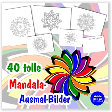 40 Mandala Ausmalbilder für Erwachsene, alles verschiedene Motive. Größe | Din A5 (ca. 21 x 14,8 cm)