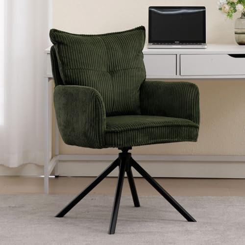 Ya-Home Poltrona Salotto Sedia da Scrivania Girevole Moderna in Tessuto Poltroncina Imbottita Poltroncina Girevole Non Regolabile per Camera da Letto/Ufficio, Verde