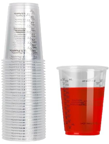 Vaso Mezclador de Resina Epoxi, 30 Piezas con Escala, Vaso Mezclador de Pintura de 240 ml, Copa Graduada de Plástico, Vaso Medidor, para Líquidos, Mezclar Resina