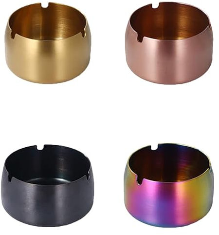 WOTZOV Aschenbecher, 4 Stück, Edelstahl, Aschenbecher für Kippen, Winddicht, leicht zu waschen, Tisch, Zigaretten, fest, gemischte Farbe, Haushaltsgegenstände