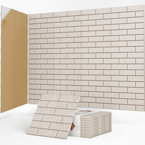 JBER 12 Stück Akustikpaneele Selbstklebend, Ziegel-Schallschutzplatten, Hochdichte Akustikwandpaneele für Aufnahmestudios, Spielzimmer, Zuhause, Büro, 30 x 30 x 1 cm, Kamel | Akustikpaneele mit hoher Dichte für Aufnahmestudios, Spielzimmer, Zuhause, Büro, 30 x 30 x 1 cm, Kamel