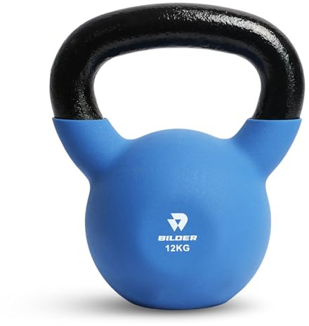 BILDER -Kettlebell 12 kg mit ergonomischem und rutschfestem Griff, Gewichte aus Gusseisen mit Neopren-Beschichtung, ideal für Übungen und Training von Cardio-Kraft und funktional, Fitnessgeräte für