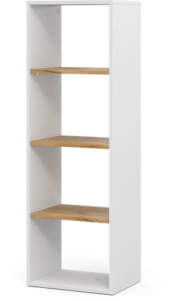 Vicco Bücherregal Tomy, Weiß/Goldkraft Eiche, 40 x 120 cm | 4 Fächer, zur Aufbewahrung und Präsentation von Büchern und Deko