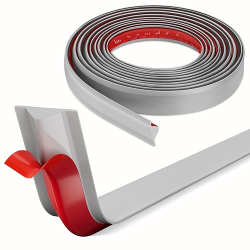 INMOZATA 6M Quadrant Trim, PVC Flexible Self Adhesive Plastic Wall Corner Edging Strip, Skirting Board Trim for Worktop Ceiling Floor, Kitchen Shower Wall Corner Strip(Grey)