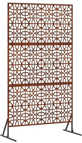 vidaXL Sichtschutz 100 x 50 x 180 cm Wetterfeststahl Rostoptik | Robuste, wetterfeste Stahlkonstruktion, Hübsches florales Gittermuster für einen tollen Look,