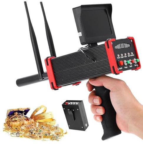 PPLDABNK Detector Metales para Adultos, Buscador Oro, EscáNer Metales SubterráNeo con Pantalla Alta DefinicióN para Oro, Plata Y Cobre, Alcance DeteccióN 99M + Profundidad DeteccióN 15M,Red