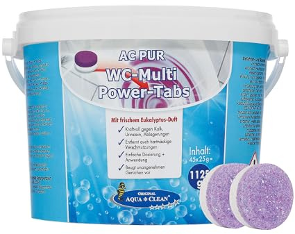 AQUA CLEAN PUR WC Multi Power Tabs, Toilettenreiniger, 45 Stück, Eukalyptus-Duft, 1,125g