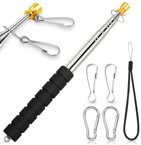 Telescopic Handheld Flag Pole Portable for Carrying, 6.56Ft/2M Stainless Steel Telescoping Flagpole Extendable, Hand Held Tour Guide Flagpoles with 4 Pcs Clips for 3x5 Flag Pole to Carry (Black)