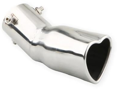 Terminali di scarico 1 pezzo universale in acciaio inox a forma cuore tubo piegato gola di coda 63 mm/2,5'' tubo di scarico marmitta punte marmitta auto Tubo di scarico posteriore(Argento)