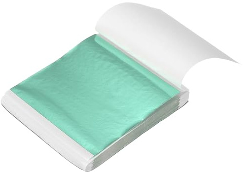 QUARKZMAN 200 Hojas De Pan De Oro Imitación 3.3x3.7 Hojas De Foil Variegadas Para Manualidades cuadros De Fotos Uñas Y Decoración De Arte DIY Verde Esmeralda