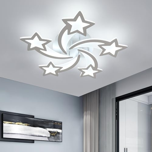 Goeco Moderne LED Deckenleuchte, 48W Wohnzimmerlampe, Deckenlampe Deckenbeleuchtung für Wohnzimmer Schlafzimmer Kinderzimmer, 6500K kühles weißes Licht, Silber