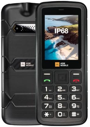 AGM Telefono cellulare M9, infrangibile e impermeabile IP68, mobile per anziani, semplice senza internet, pulsanti grandi e suono potente, batteria lunga, doppia SIM, ideale per cantieri e anziani