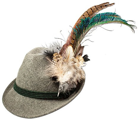 Alpenflüstern Filzhut Trachtenhut Pfauenfeder grau ADV027