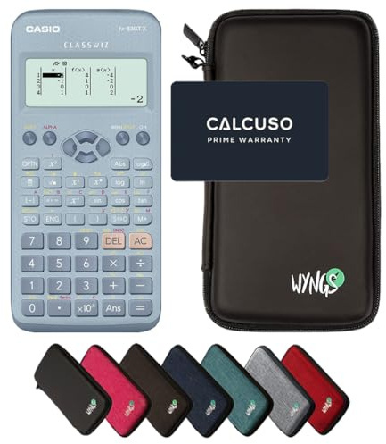 Casio fx-83GT X Blau inkl. WYNGS Schutztasche Schwarz - Wissenschaftlicher Taschenrechner - Basic Set