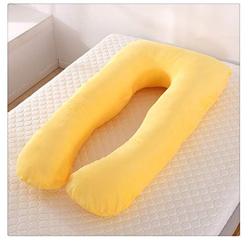 HONGBI Almohada de Embarazo de Cuerpo Completo Almohada Grande en Forma de U para Mujeres Embarazadas,Almohada de Maternidad Ante:Amarillo Almohada:60x110cm
