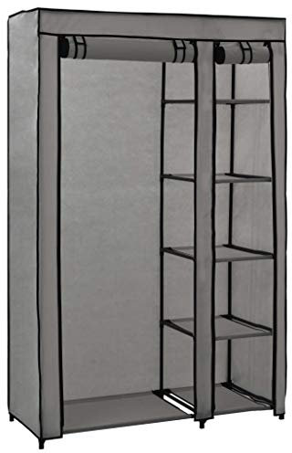 yorten Faltschrank Stoff Kleiderschrank Grau 110 x 45 x 175 cm Stoffschrank Campingschrank Garderobe Schrank Regal Textilschrank