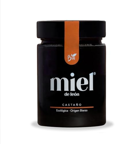 Miel pura de Abeja. Miel de León | Mieles de Castaño - 450 gr - Mieles de Abeja 100% Natural y Ecológica. Producto Artesano de Cosecha Propia. Sabor Amaderado - Aroma Intenso. Origen: El Bierzo.
