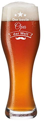 polar-effekt Leonardo - Vaso de cerveza de trigo (0,5 L, con grabado, texto en alemán Der Beste Opa der Welt)