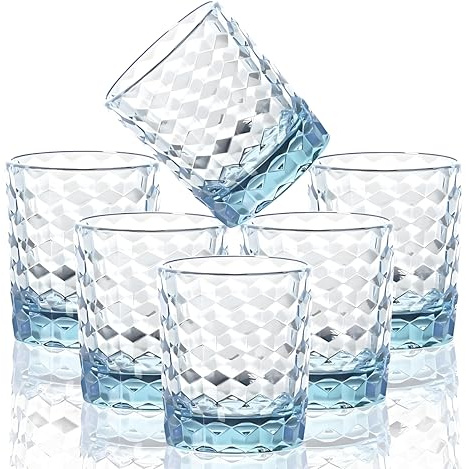 Bruchsicher Trinkgläser Recycelbare wiederverwendbare Tritan Kunststoff Tumblers Geschirrspüler Safe BPA freie Acryl saftgläser für Kinder Kunststoff Wassergläser (250ml Hellblau 6 Stücke)