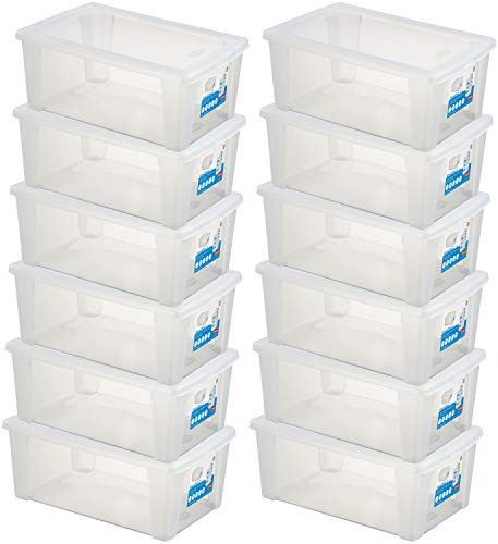 12 x Aufbewahrungsbox Deckel 10L 36x25x14cm transparent Shoe Box Kunststoff
