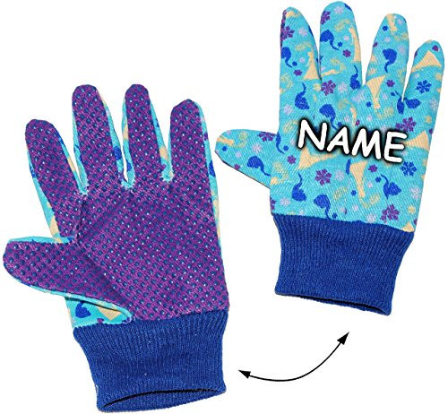 alles-meine.de GmbH Gartenhandschuhe - Frozen - die Eiskönigin - incl. Name - für Kinder - 5 bis 8 Jahre - 100% Baumwolle - Stoffhandschuhe - Gartenhandschuh mit Noppen/Ga..