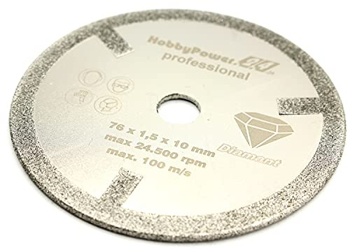 Disque à tronçonner diamanté professionnel - 76 mm - Compatible avec Bosch GWS 10,8 12 12 V 76 V-EC - Pour meuleuse d'angle, pierre, marbre, carrelage, grès cérame