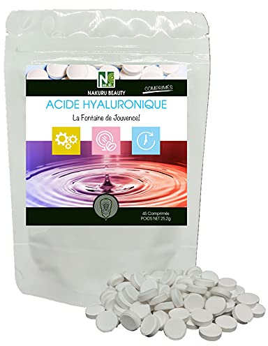 NAKURU | Acide Hyaluronique | 45 Comprimés de 560mg | Gamme Beauty | Fabriqué en France | La Fontaine de Jouvence!