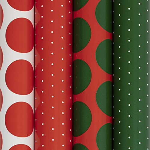Clairefontaine 202051AMZC – Caja de 10 rollos de papel de regalo – Papel Excellia 80 g – Tamaño: 5 x 0,70 m – Patrón: Navidad, lunares, rojo, blanco, verde – Embalaje de regalo