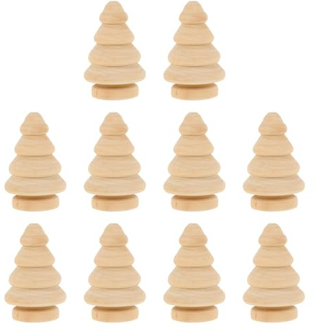 BESPORTBLE Holzfiguren zum Bemalen Holz Weihnachtsbaum: 10 Stücke Holzkegel Mini Tannenbaum Kleiner Christbaum Basteln Weihnachtsschmuck Kinder Bastelset Weihnachtsdeko Weihnachten Miniatur Deko