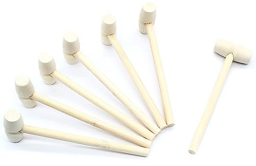 Litoexpe 12pcs Mini Wooden Hammers, Crab Lobster Wooden Mallets, Natural Hardwood Wood Hammer Pounding Toy for Seafood, Shellfish, Breakable Chocolate Heart, Kids Toys (40 * 13mm）