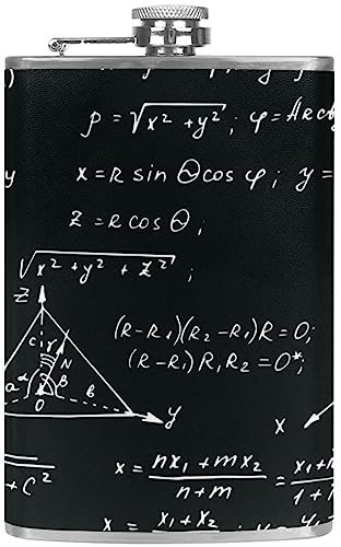 Flasque avec entonnoir Flacons personnalisés,formule mathématique,Petit flacon portatif en acier inoxydable pour l'alcool