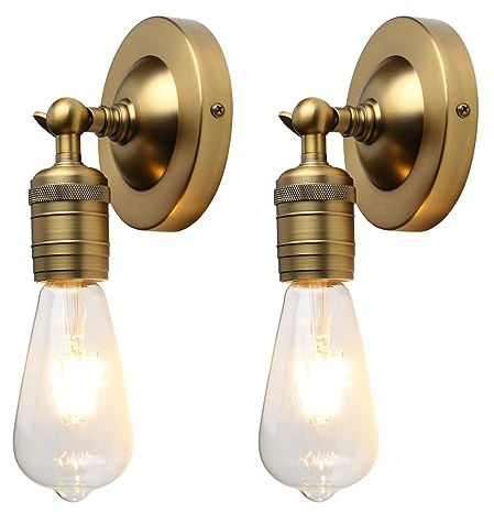 JIMUBEAM Industrial Metal Wall Lights, 2 Pack Up and Down Wall Sconces | Hardwired Bathroom Vanity Lights, E27 Indoor Wall Mounted Lamp Fixture, for Corridor Dining Room Kitchen Bedroom(Antique)