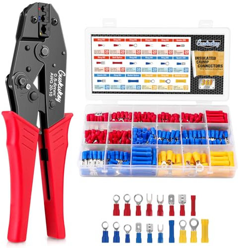 Crimpzange Set Isolierte Kabelschuhe Kabelschuhe Elektrische Steckverbinder Crimpzange fuer Quetschverbinder 0.5-6 mm² (AWG 20-10)