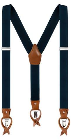 Anshili Herren Hosenträger mit 3 Clips 6 Knopfloch Y-Form - 3.5 cm Breit