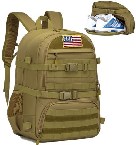 XINTREY Lacrosse Bag Großer taktischer Feldhockey-Rucksack mit Schläger- und Helmhalterungen, Lacrosse Zubehör und Ausrüstungstasche, Braun, Large, Taktisch