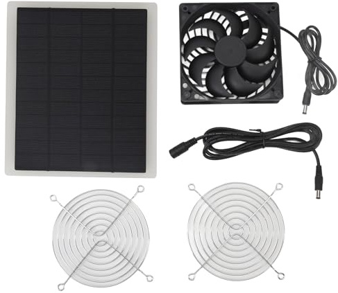 Ventilateur Solaire, Ventilateur à Panneau Solaire 10 W Résistant aux Intempéries avec Ventilateur CC pour Petits Poulaillers, Serres, Hangars, Niches pour Animaux Domestiques,