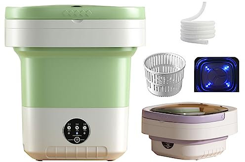 Smart Portable Washing Machine, Home Foldable Small Portable Laundry Machine with Soft Spin Dry and Drainage Pipe, for Apartments, Dormitories, Camping, RV (Color : Green)